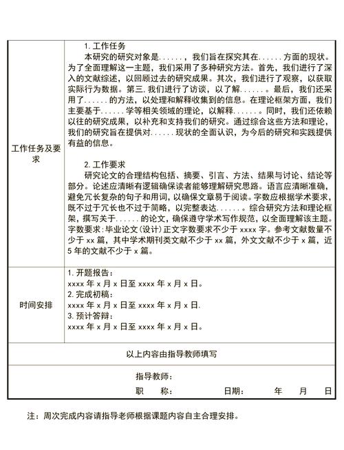 一份高质量的毕业论文任务书,可以按照以下步骤进行: